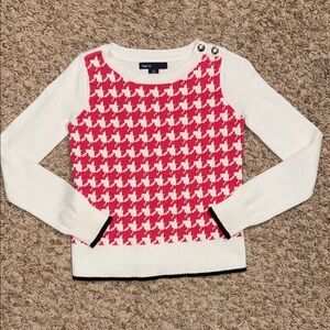 XS/4-5 girls Gap Kids off-white and red houndstooth sweater.